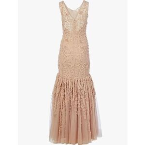 JS Collection Women's Embroidered Metallic Ribbon Gown